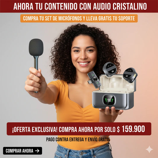 COMBO SET DE MICROFONOS + SOPORTE